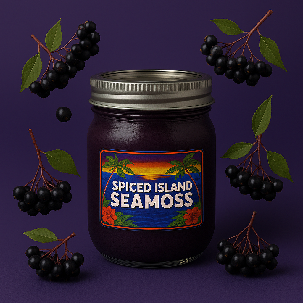 Seamoss Gel Elderberry, Front